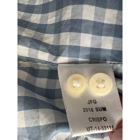 Untuckit Crispo Gingham Size 2 Button Up Cotton Shirt NWT Check Blue White - Picture 10 of 10